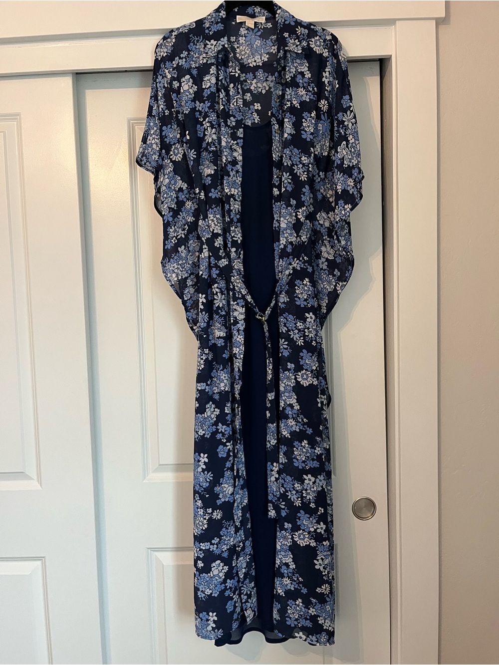 Michael Kors Navy and Light Blue Floral Kimono